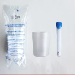 Conjunto recogida orina con Tubo 16x100 cónico comprimido estabilizador y tapón azul