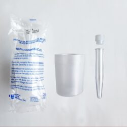 Conjunto recogida orina con Tubo 17x105 redondo, tapón blanco.