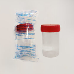 Contenedor de muestras 60 ml con tapa a rosca, envase individual